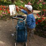 Art Colony Giverny student sketching in Monet's Garden